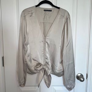 Abercrombie & Fitch Satin Tie Front Blouse